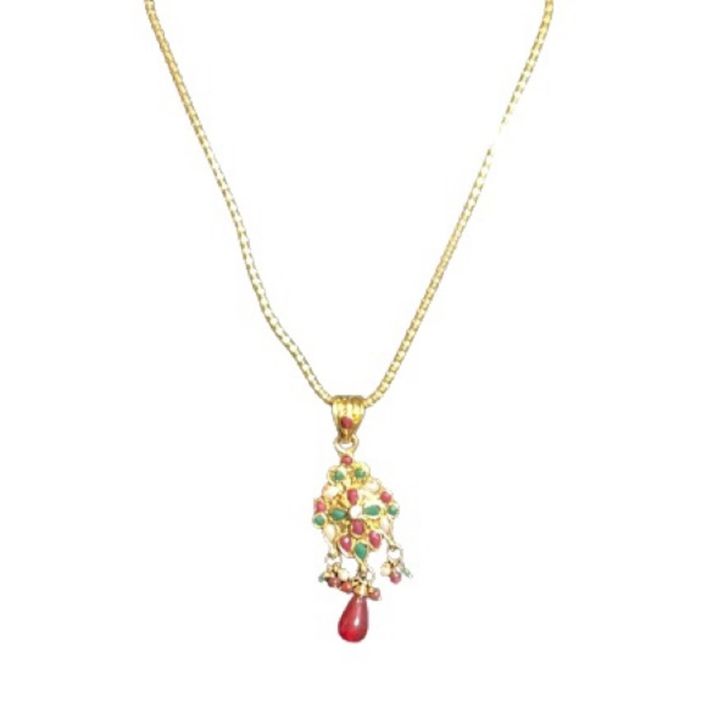 Red and Green Vintage Gold Tone Statement Necklace - Picture 3 of 6